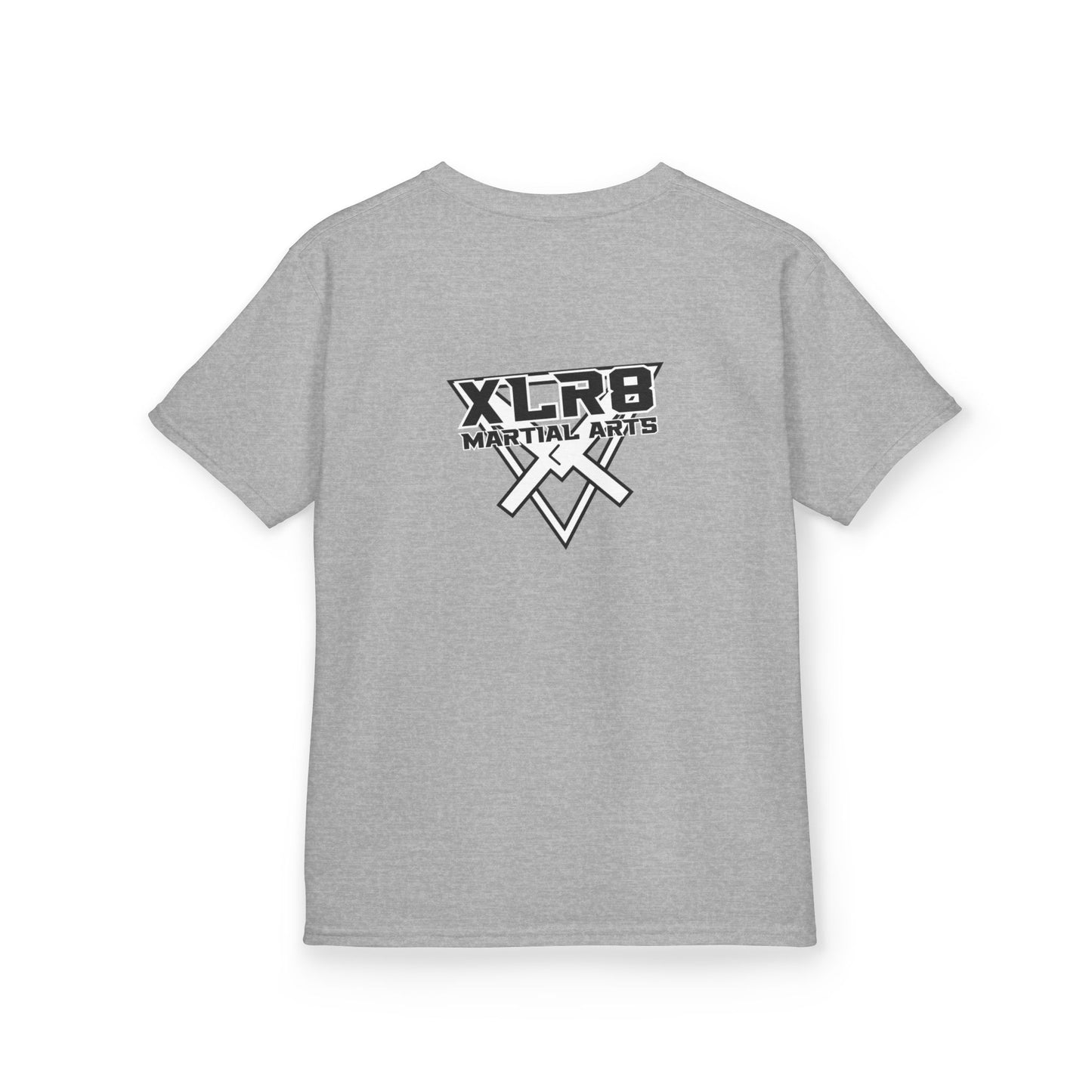 Kids Tee — "Don't Be a Cry Baby" Silhouette Tee with XLR8 Martial Arts Back Logo