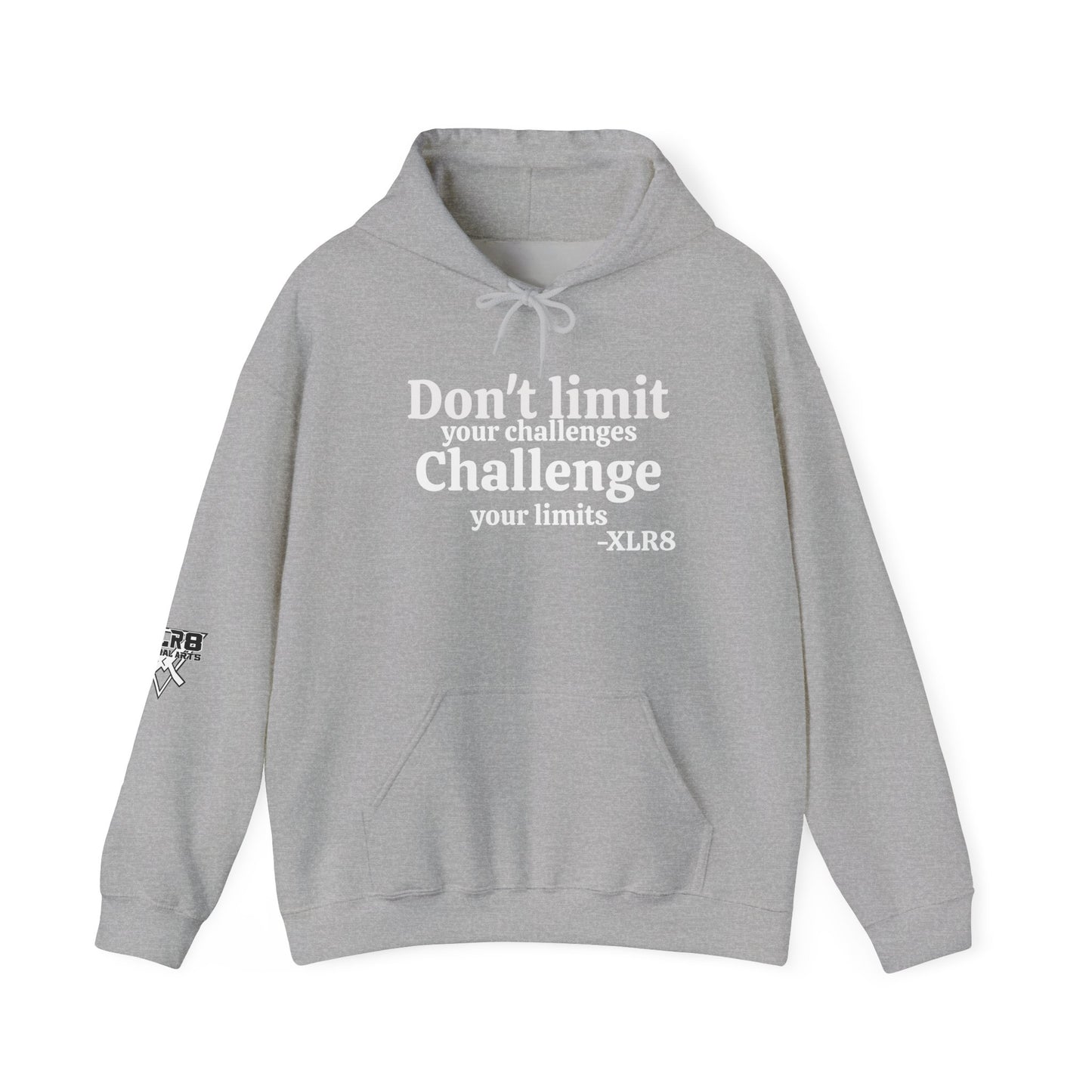 Motivational Hoodie — “Don’t Limit Your Challenges. Challenge Your Limits!” Martial Arts Logo