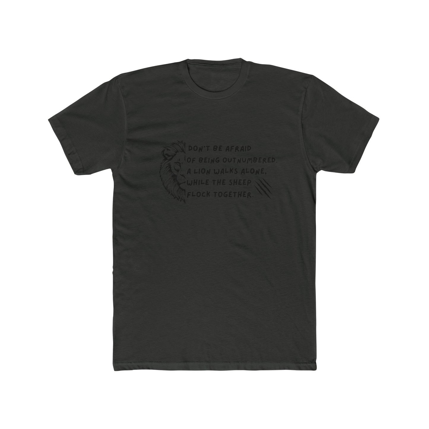 Motivational Lion Graphic Tee - Unisex Cotton Crew Shirt for Martial Arts Enthusiasts