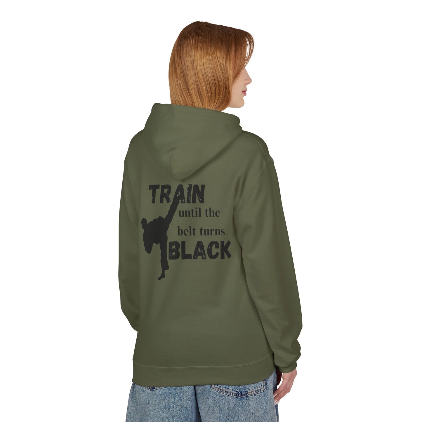 Karate Hoodie — “Train Until the Belt Turns Black” Martial Arts Sweatshirt