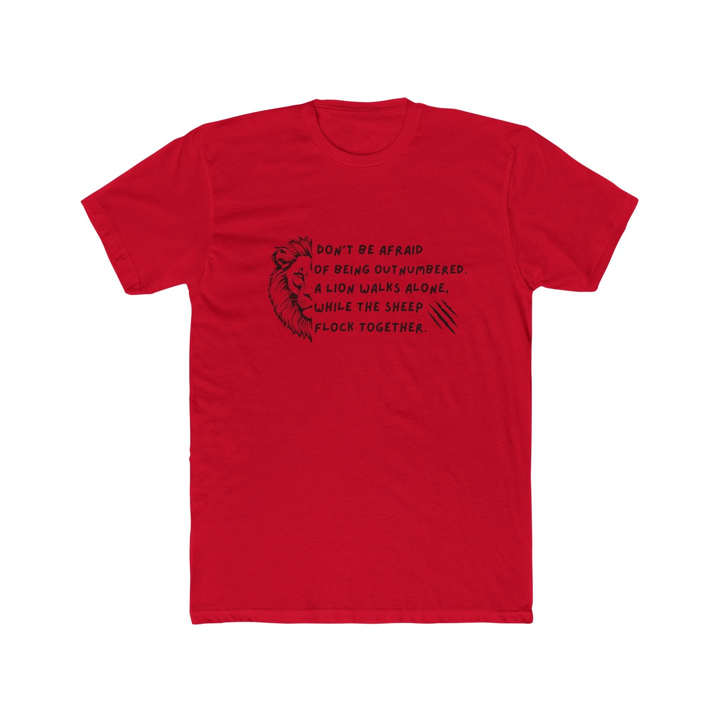 Motivational Lion Graphic Tee - Unisex Cotton Crew Shirt for Martial Arts Enthusiasts