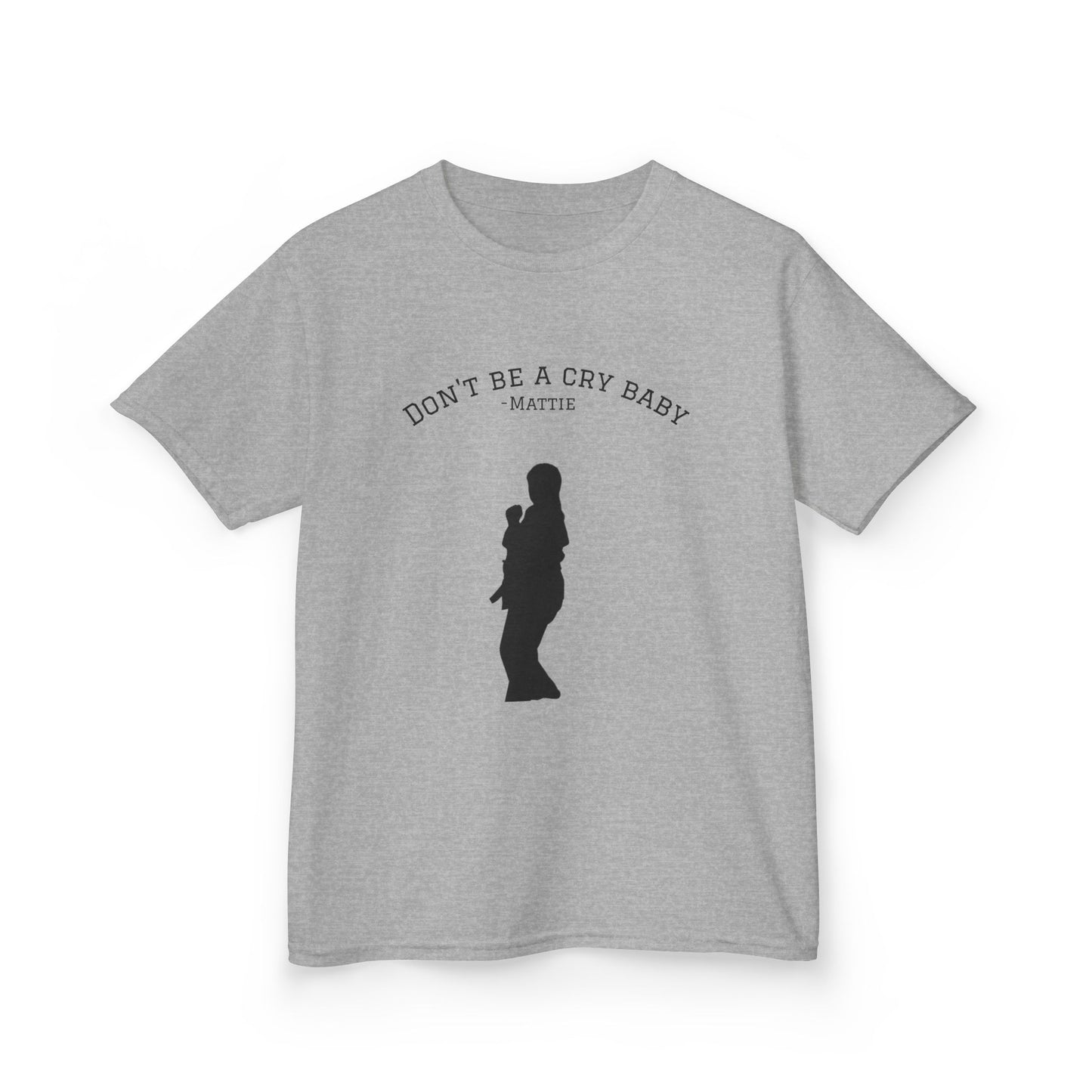 Kids Tee — "Don't Be a Cry Baby" Silhouette Tee with XLR8 Martial Arts Back Logo