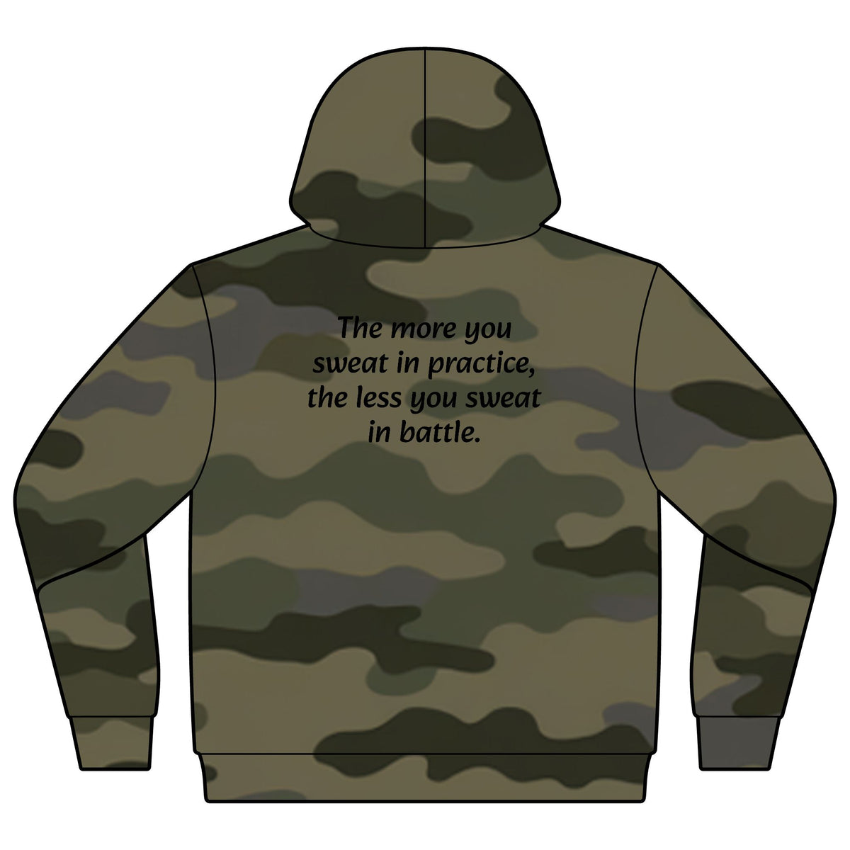 Youth Camo “The More You Sweat in Practice” Motivational Hoodie