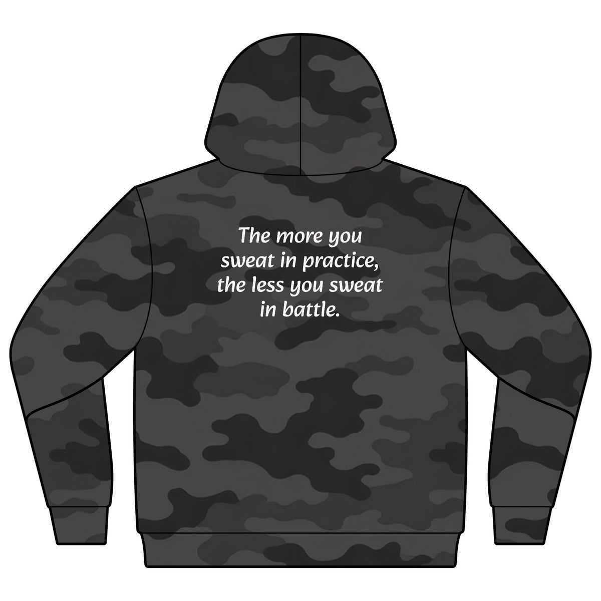 Youth Camo “The More You Sweat in Practice” Motivational Hoodie