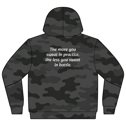 Youth Camo “The More You Sweat in Practice” Motivational Hoodie