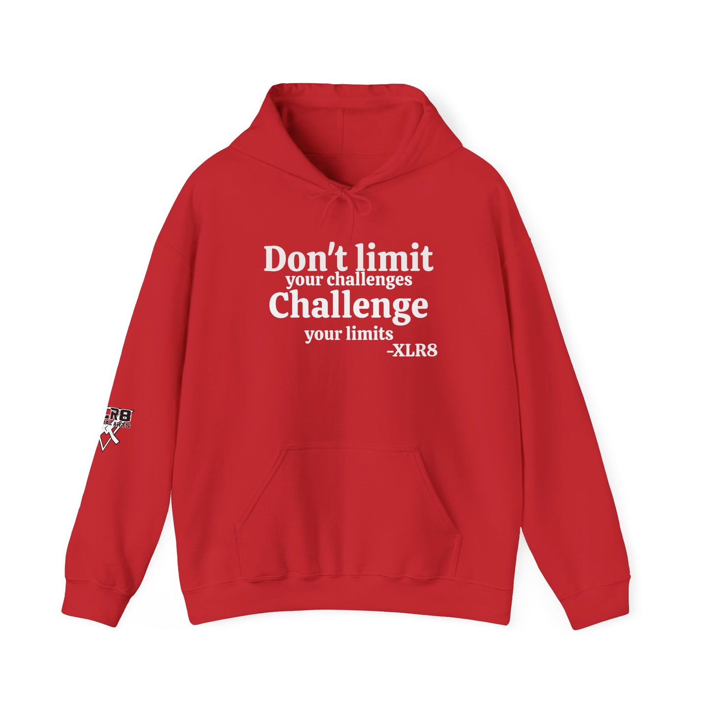 Motivational Hoodie — “Don’t Limit Your Challenges. Challenge Your Limits!” Martial Arts Logo