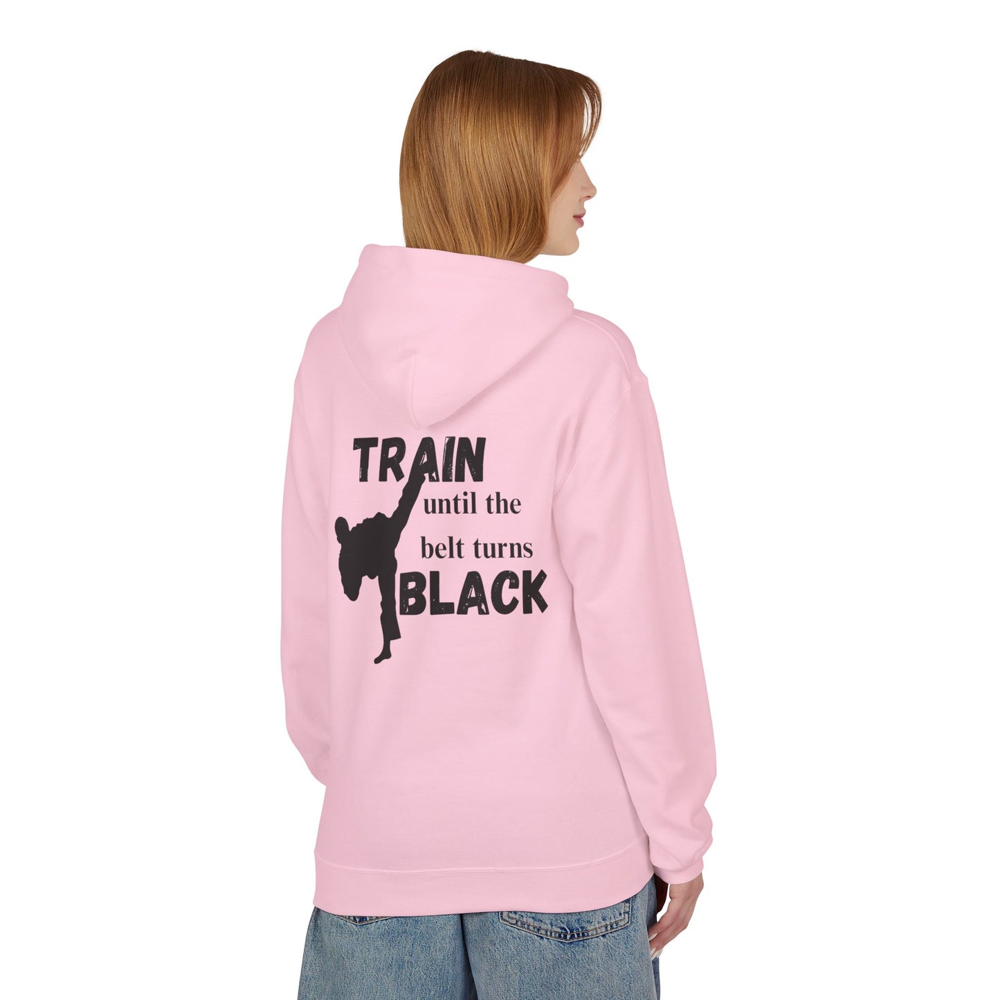 Karate Hoodie — “Train Until the Belt Turns Black” Martial Arts Sweatshirt