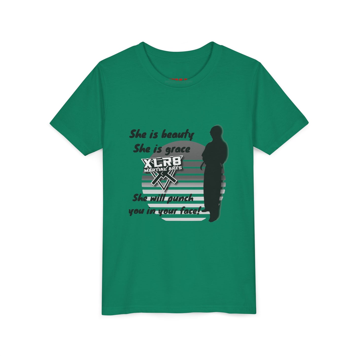 Youth Martial Arts Tee — "She is beauty, She is grace" Karate Shirt