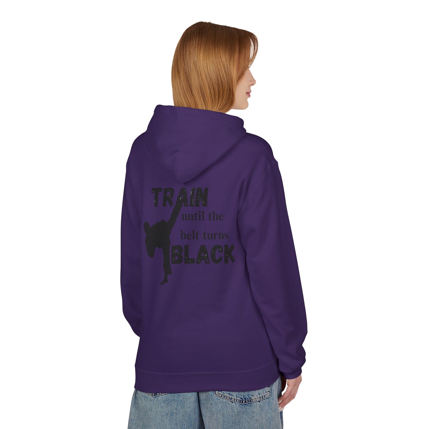 Karate Hoodie — “Train Until the Belt Turns Black” Martial Arts Sweatshirt