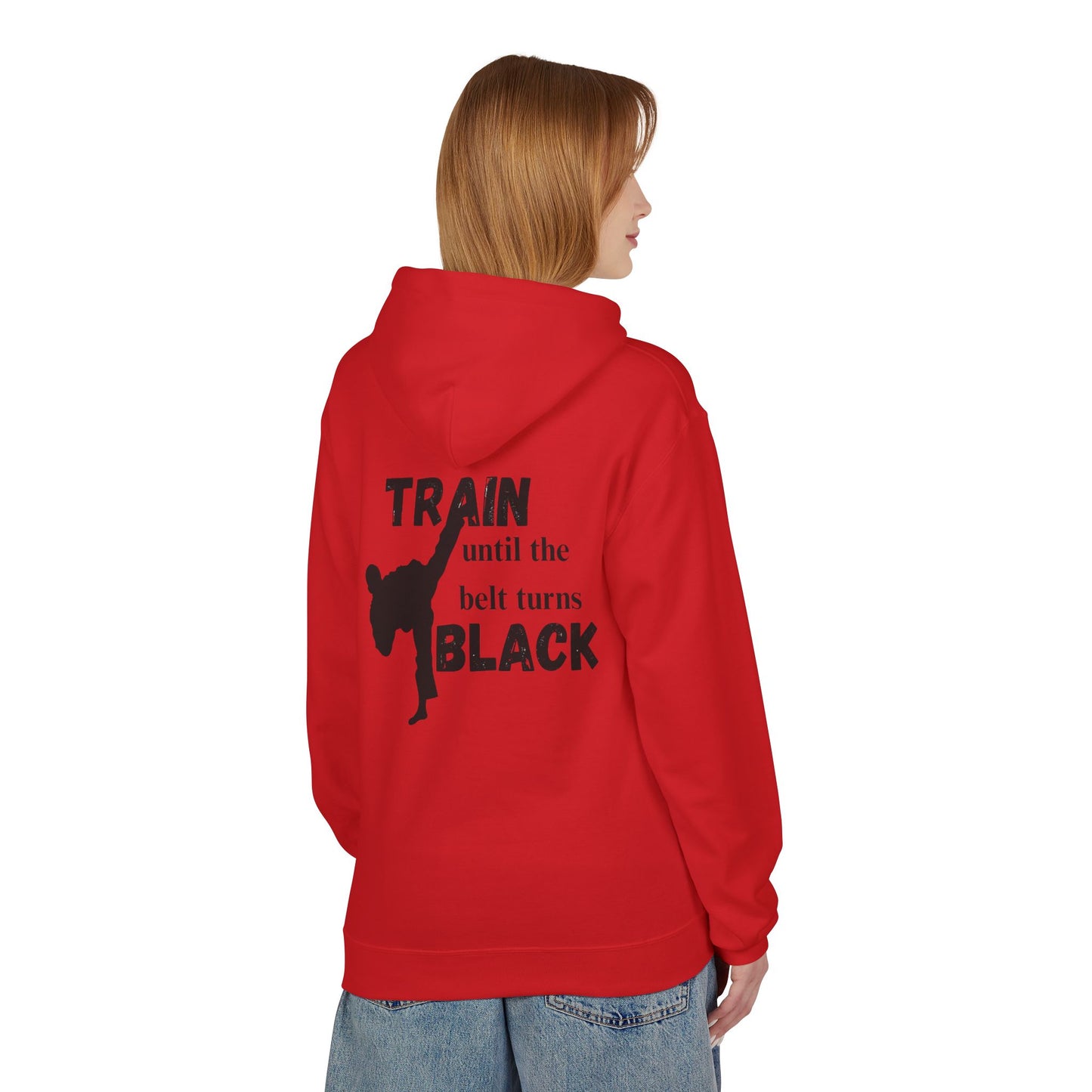 Karate Hoodie — “Train Until the Belt Turns Black” Martial Arts Sweatshirt