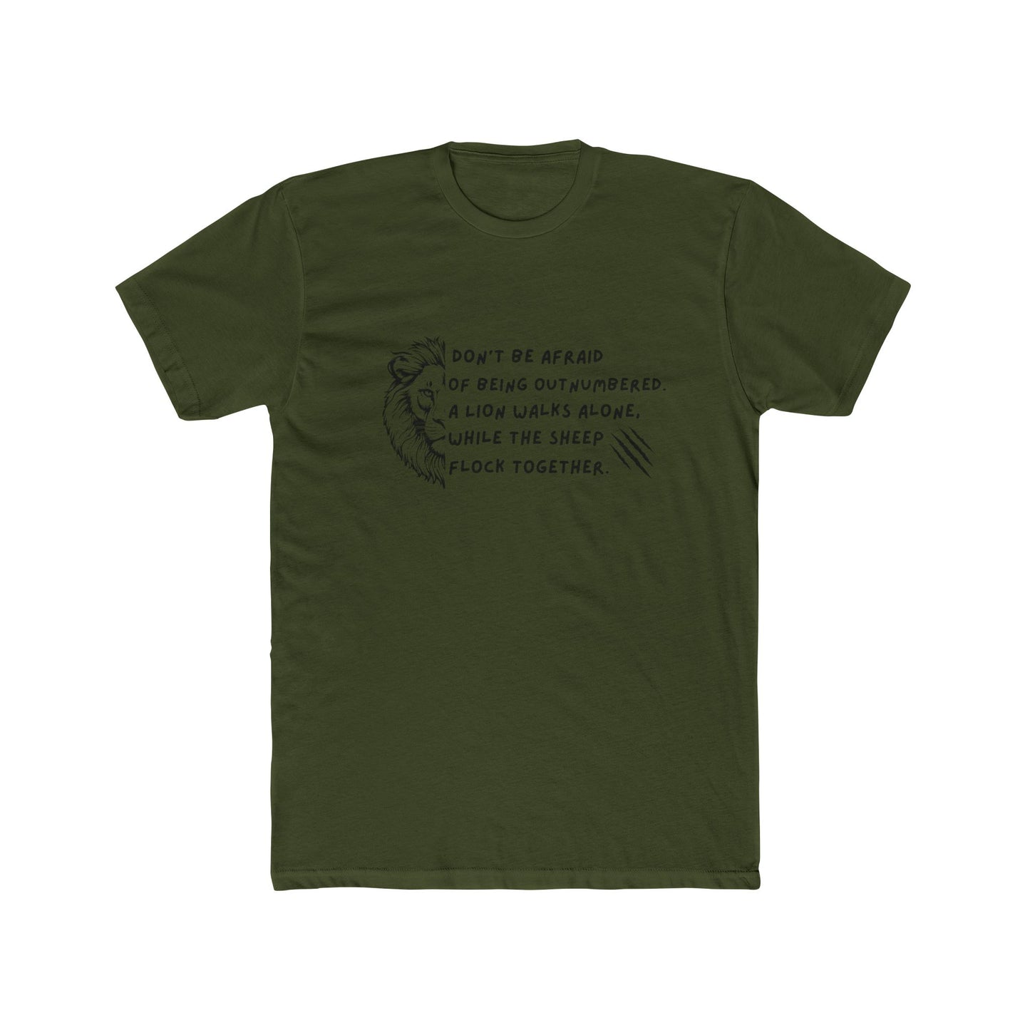 Motivational Lion Graphic Tee - Unisex Cotton Crew Shirt for Martial Arts Enthusiasts